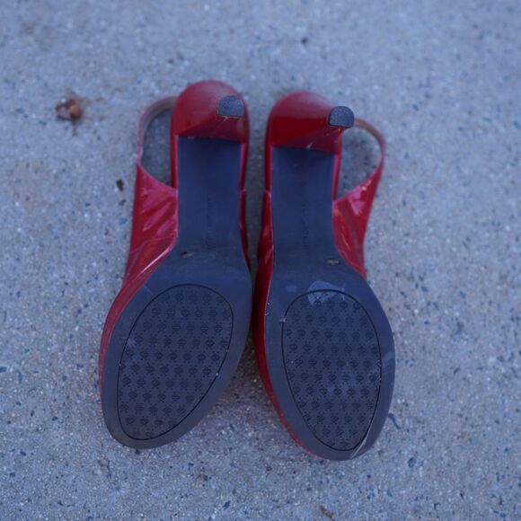 Antonio Melani Haleen Red Patent Slingback Peep Toe Platform Dress Heels 9.5 - Picture 8 of 8